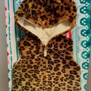 Leopard Print Kids Hooded Vest